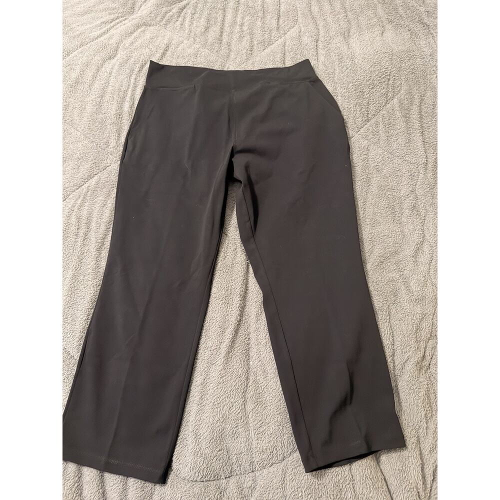 Susan Graver Weekend Women's Black Premium Stretch Crop Pants LP Large Petite